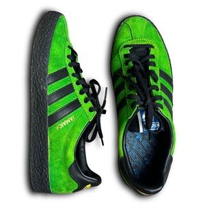 Adidas “Jamaica” customized green & black low top sneakers